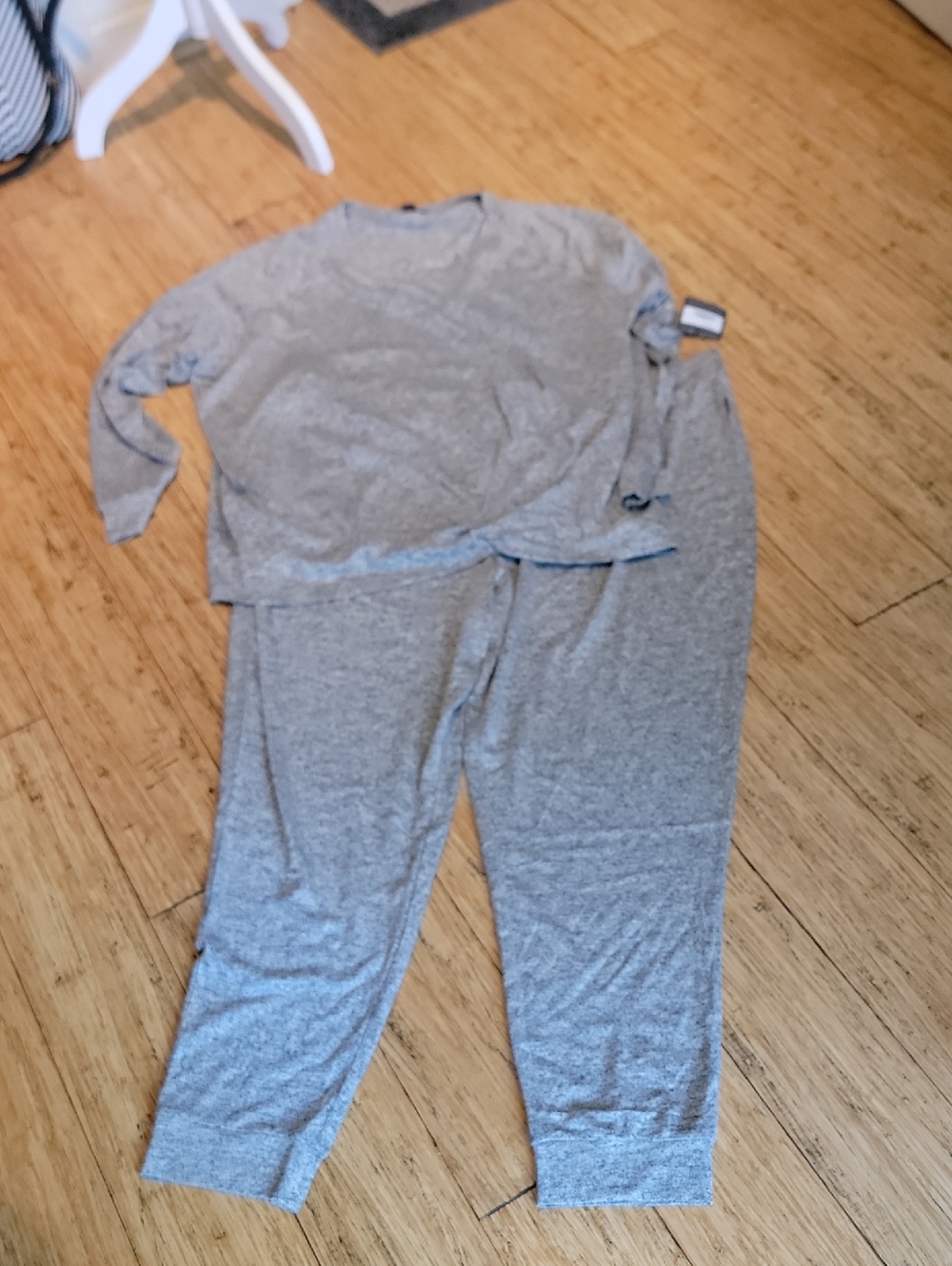 Eddie Bauer Light Grey Heather Knit Top and Pants Set PJS